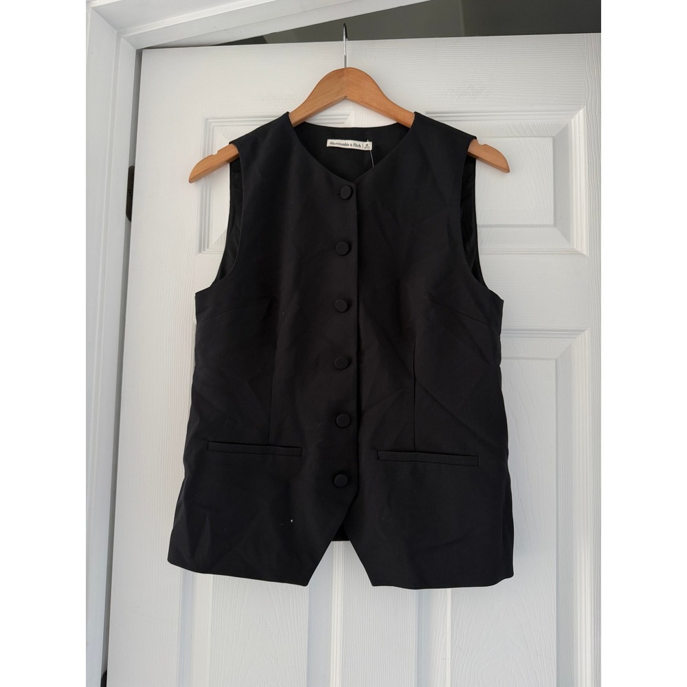 Abercrombie & Fitch Tailored Black Sleeveless Womens Blouse Minimalist Feminine